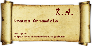Krauss Annamária névjegykártya